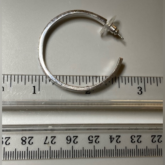 Silver Hoop w Rhinestone Earrings - Picture 7 of 8